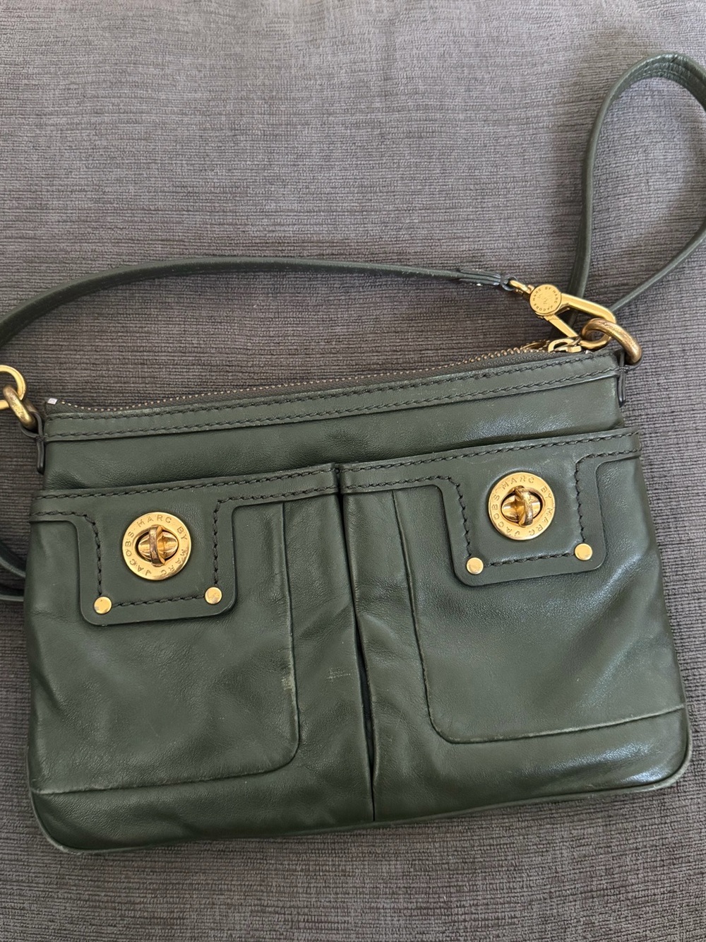 Marc By Marc Jacobs Dark Green Leather Totally Turnlock Percy Crossbody 🍀